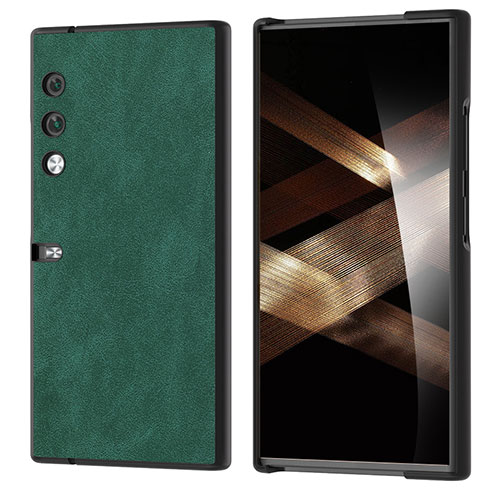 Luxury Leather Matte Finish and Plastic Back Cover Case B03H for Huawei Honor V Purse 5G Green