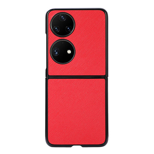 Luxury Leather Matte Finish and Plastic Back Cover Case B03H for Huawei P60 Pocket Red