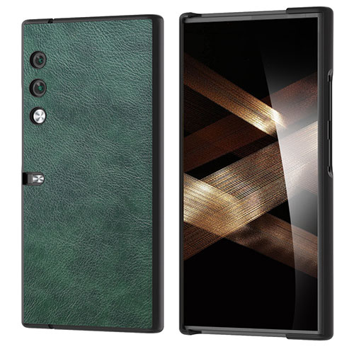 Luxury Leather Matte Finish and Plastic Back Cover Case B04H for Huawei Honor V Purse 5G Green