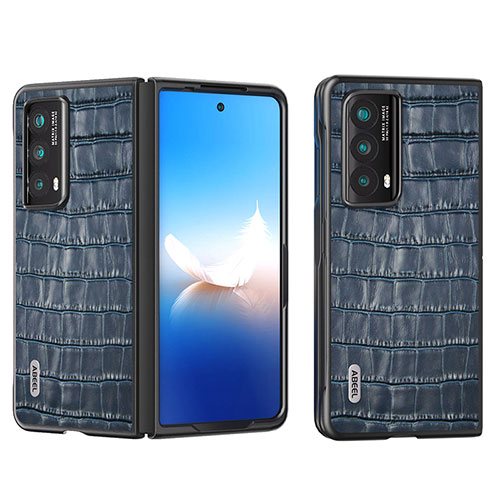 Luxury Leather Matte Finish and Plastic Back Cover Case B05H for Huawei Honor Magic Vs2 5G Blue