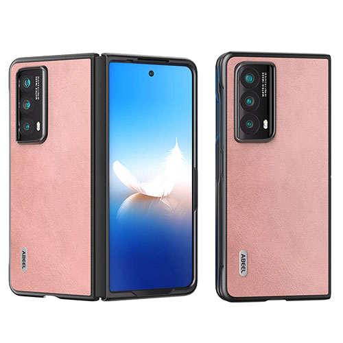 Luxury Leather Matte Finish and Plastic Back Cover Case B06H for Huawei Honor Magic Vs2 5G Rose Gold