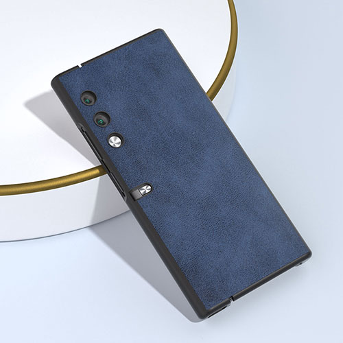 Luxury Leather Matte Finish and Plastic Back Cover Case B06H for Huawei Honor V Purse 5G Blue