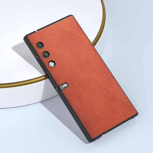 Luxury Leather Matte Finish and Plastic Back Cover Case B06H for Huawei Honor V Purse 5G Brown