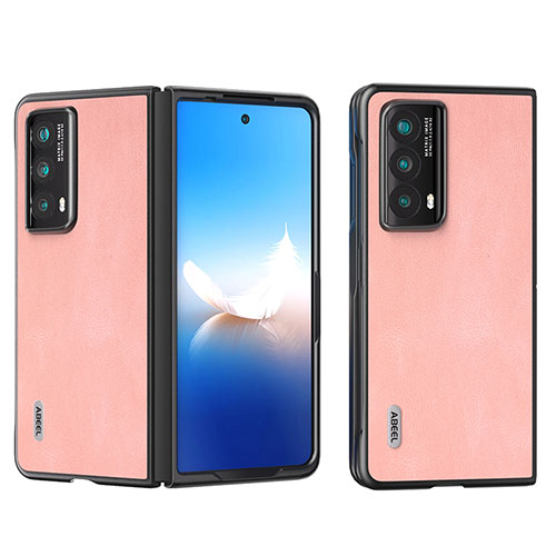 Luxury Leather Matte Finish and Plastic Back Cover Case B08H for Huawei Honor Magic V2 Ultimate 5G Rose Gold