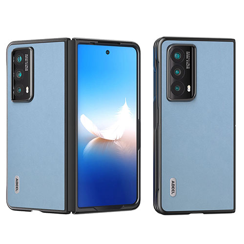 Luxury Leather Matte Finish and Plastic Back Cover Case B11H for Huawei Honor Magic Vs2 5G Mint Blue