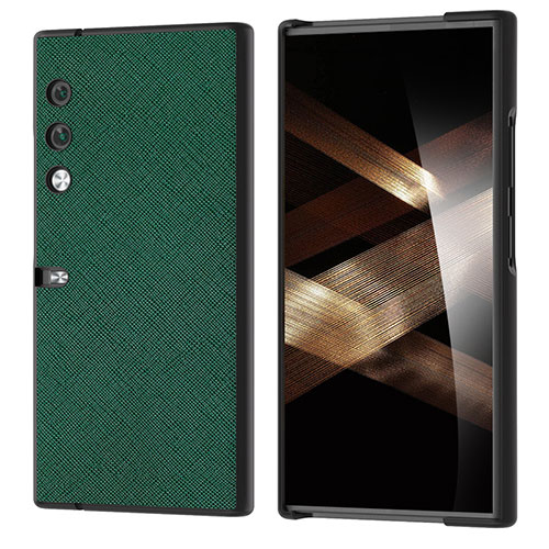 Luxury Leather Matte Finish and Plastic Back Cover Case B13H for Huawei Honor V Purse 5G Green