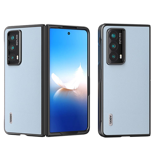 Luxury Leather Matte Finish and Plastic Back Cover Case B14H for Huawei Honor Magic Vs2 5G Mint Blue