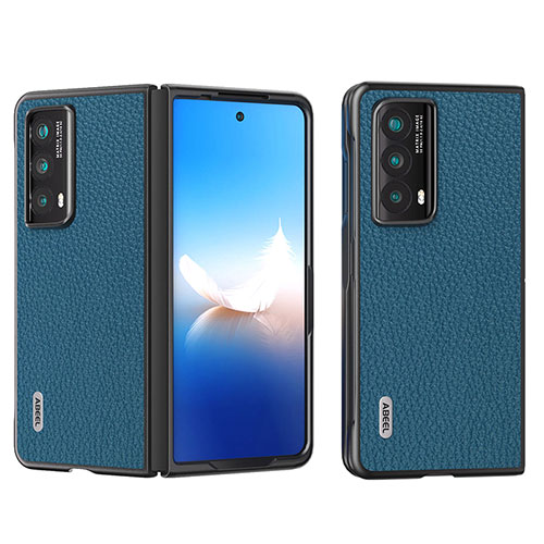 Luxury Leather Matte Finish and Plastic Back Cover Case B17H for Huawei Honor Magic Vs2 5G Blue