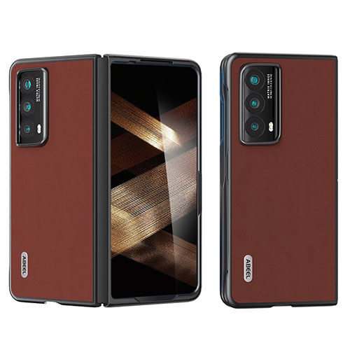 Luxury Leather Matte Finish and Plastic Back Cover Case BH1 for Huawei Honor Magic Vs2 5G Brown