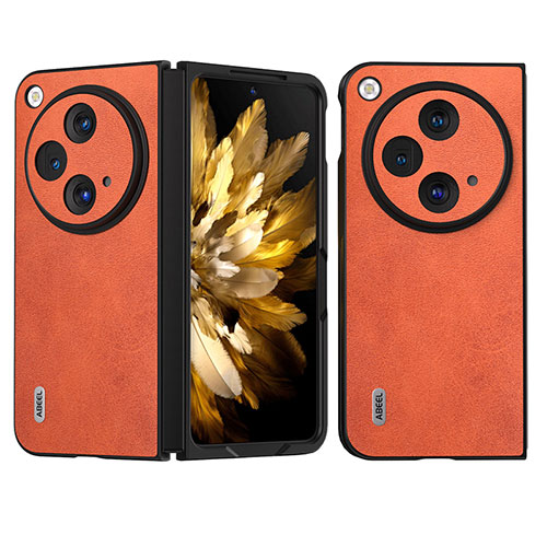 Luxury Leather Matte Finish and Plastic Back Cover Case BH1 for OnePlus Open 5G Orange