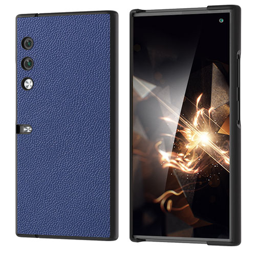 Luxury Leather Matte Finish and Plastic Back Cover Case BH2 for Huawei Honor V Purse 5G Blue