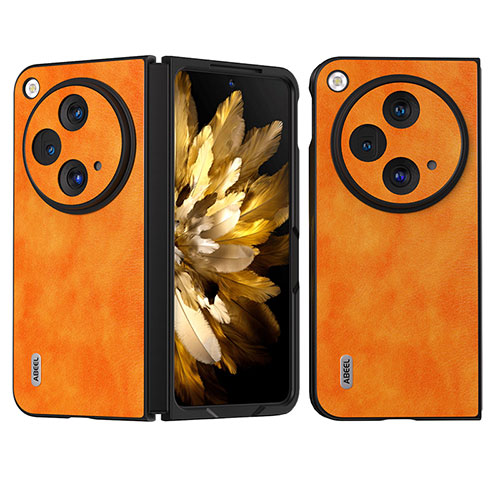 Luxury Leather Matte Finish and Plastic Back Cover Case BH22 for Oppo Find N3 5G Orange