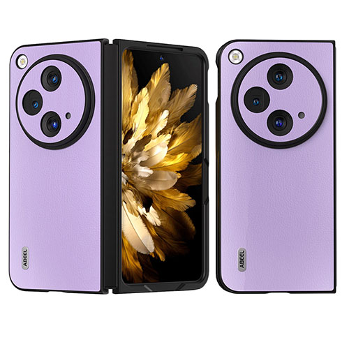 Luxury Leather Matte Finish and Plastic Back Cover Case BH23 for OnePlus Open 5G Purple