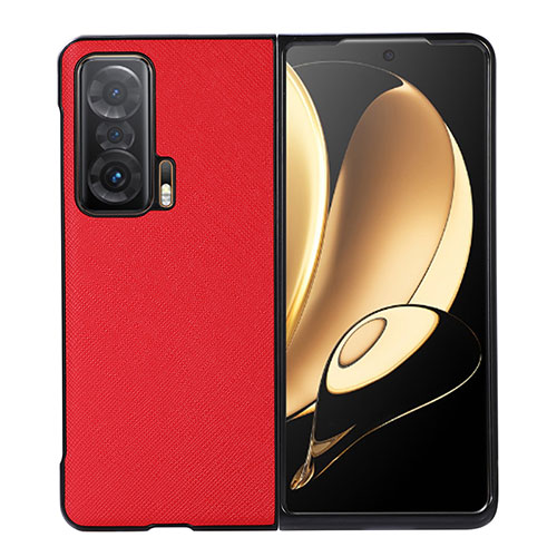 Luxury Leather Matte Finish and Plastic Back Cover Case BH3 for Huawei Honor Magic V 5G Red