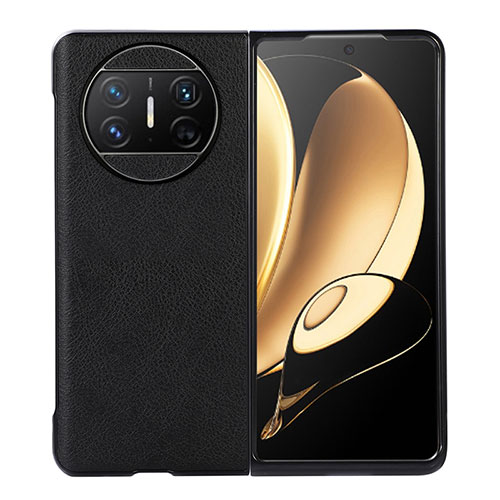 Luxury Leather Matte Finish and Plastic Back Cover Case BH3 for Huawei Mate X3 Black