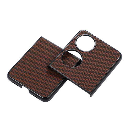 Luxury Leather Matte Finish and Plastic Back Cover Case BH3 for Huawei Pocket S Brown