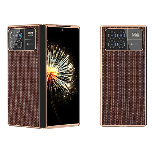 Luxury Leather Matte Finish and Plastic Back Cover Case BH3 for Xiaomi Mix Fold 3 5G Brown