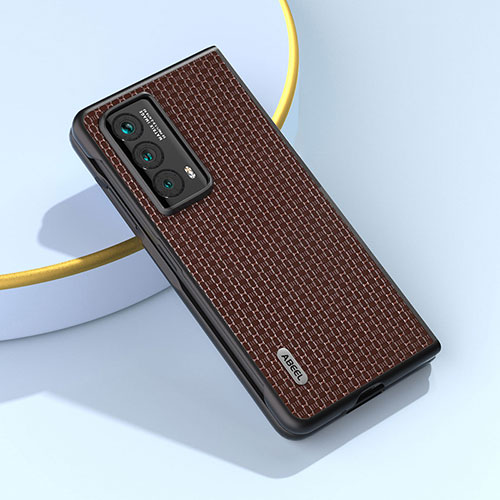 Luxury Leather Matte Finish and Plastic Back Cover Case BH4 for Huawei Honor Magic Vs2 5G Brown