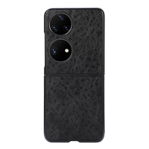 Luxury Leather Matte Finish and Plastic Back Cover Case BH4 for Huawei P50 Pocket Black