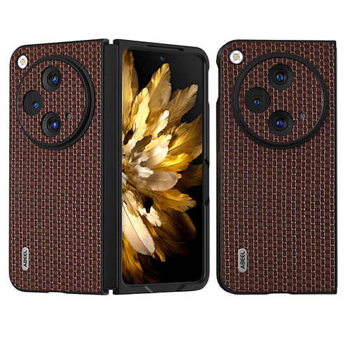 Luxury Leather Matte Finish and Plastic Back Cover Case BH4 for OnePlus Open 5G Brown
