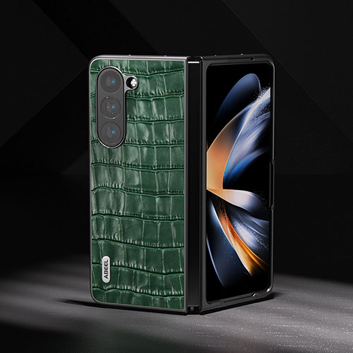 Luxury Leather Matte Finish and Plastic Back Cover Case BH4 for Samsung Galaxy Z Fold5 5G Green