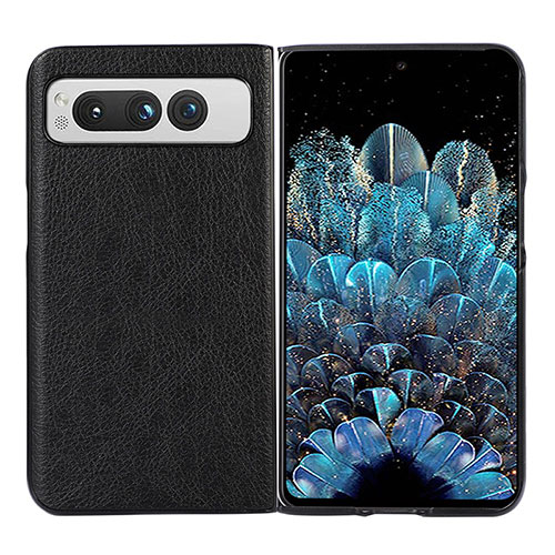 Luxury Leather Matte Finish and Plastic Back Cover Case BH5 for Google Pixel Fold 5G Black