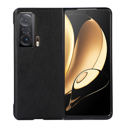 Luxury Leather Matte Finish and Plastic Back Cover Case BH5 for Huawei Honor Magic V 5G Black