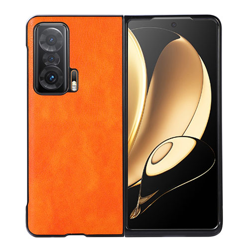 Luxury Leather Matte Finish and Plastic Back Cover Case BH5 for Huawei Honor Magic V 5G Orange