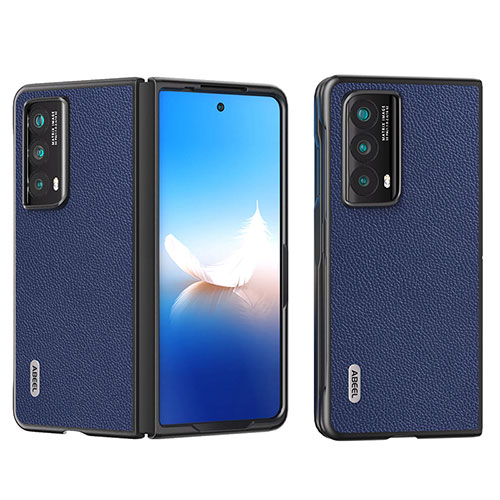 Luxury Leather Matte Finish and Plastic Back Cover Case BH5 for Huawei Honor Magic Vs2 5G Blue