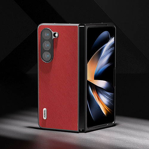 Luxury Leather Matte Finish and Plastic Back Cover Case BH5 for Samsung Galaxy Z Fold5 5G Red