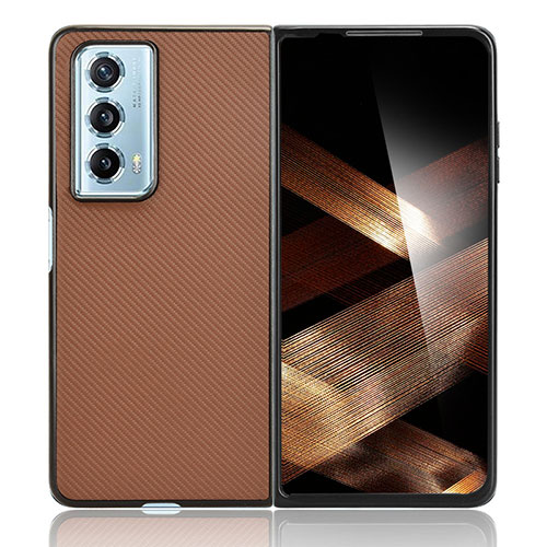 Luxury Leather Matte Finish and Plastic Back Cover Case BH6 for Huawei Honor Magic Vs2 5G Brown