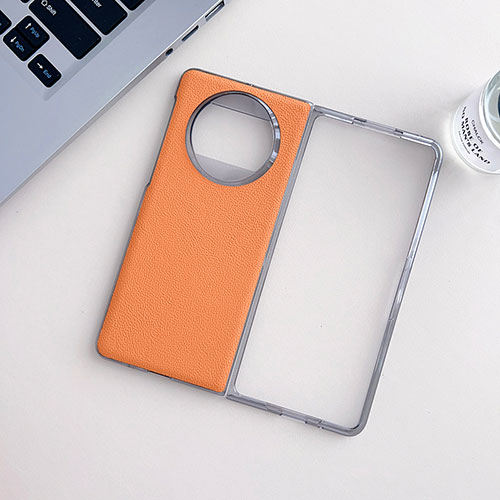 Luxury Leather Matte Finish and Plastic Back Cover Case BH8 for Huawei Mate X3 Orange