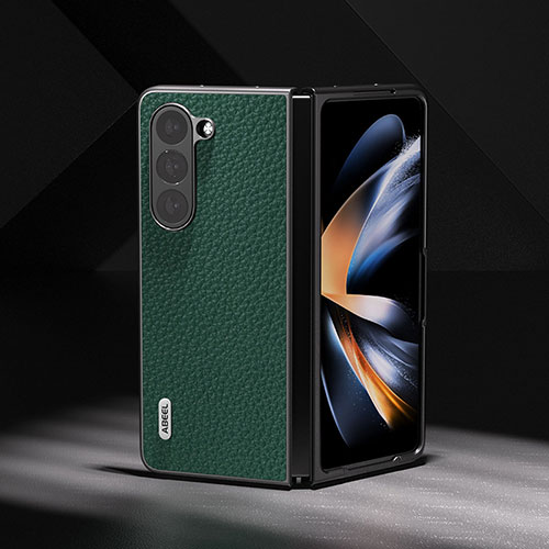 Luxury Leather Matte Finish and Plastic Back Cover Case BH8 for Samsung Galaxy Z Fold5 5G Green