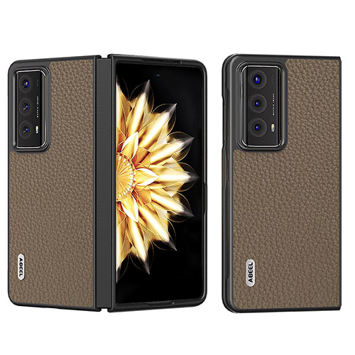 Luxury Leather Matte Finish and Plastic Back Cover Case BH9 for Huawei Honor Magic V2 Ultimate 5G Brown