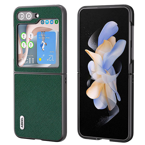 Luxury Leather Matte Finish and Plastic Back Cover Case BH9 for Samsung Galaxy Z Flip5 5G Green