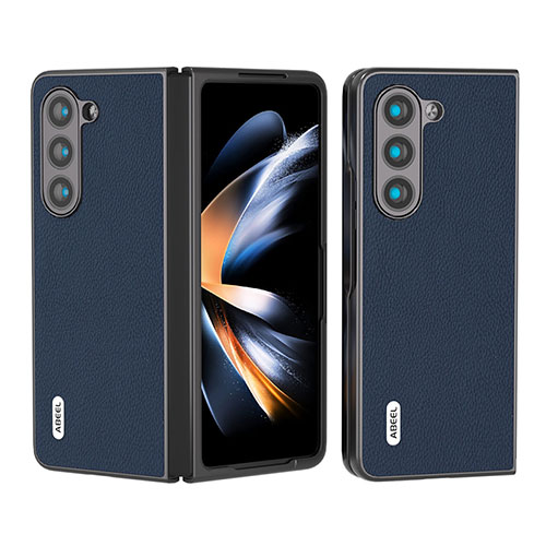 Luxury Leather Matte Finish and Plastic Back Cover Case BH9 for Samsung Galaxy Z Fold5 5G Blue