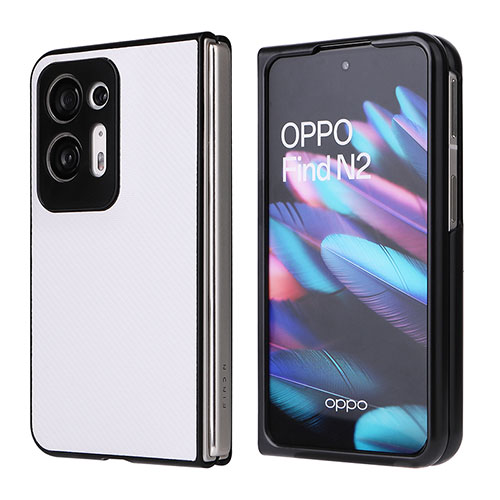 Luxury Leather Matte Finish and Plastic Back Cover Case BY1 for Oppo Find N2 5G White