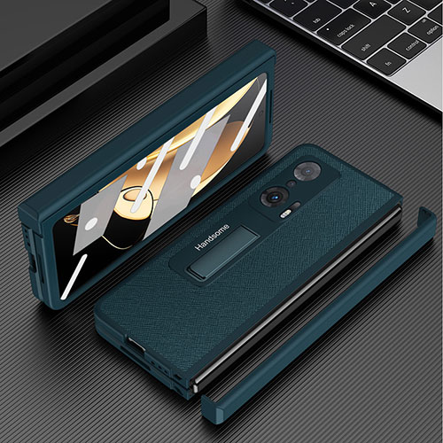 Luxury Leather Matte Finish and Plastic Back Cover Case for Huawei Honor Magic V 5G Green