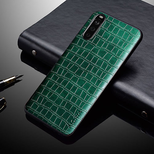 Luxury Leather Matte Finish and Plastic Back Cover Case for Sony Xperia 10 IV SO-52C Green