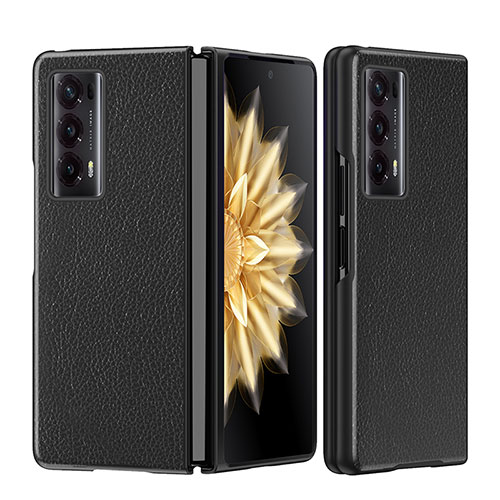 Luxury Leather Matte Finish and Plastic Back Cover Case GS1 for Huawei Honor Magic V2 Ultimate 5G Black