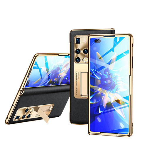 Luxury Leather Matte Finish and Plastic Back Cover Case GS1 for Huawei Mate X2 Gold and Black