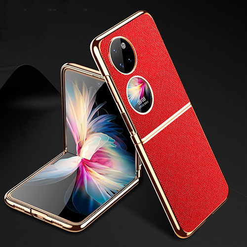 Luxury Leather Matte Finish and Plastic Back Cover Case GS1 for Huawei P60 Pocket Red