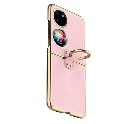 Luxury Leather Matte Finish and Plastic Back Cover Case GS4 for Huawei P50 Pocket Rose Gold