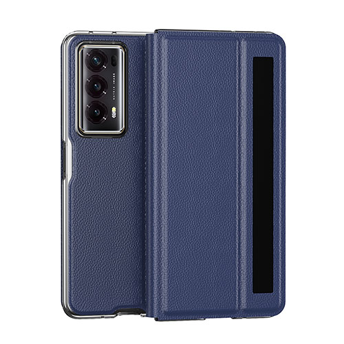 Luxury Leather Matte Finish and Plastic Back Cover Case GS6 for Huawei Honor Magic V2 5G Blue