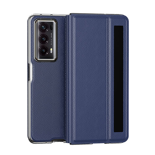 Luxury Leather Matte Finish and Plastic Back Cover Case GS6 for Huawei Honor Magic V2 Ultimate 5G Blue