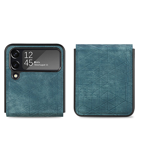 Luxury Leather Matte Finish and Plastic Back Cover Case H01 for Samsung Galaxy Z Flip4 5G Green