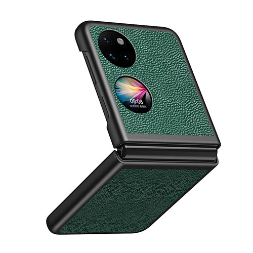 Luxury Leather Matte Finish and Plastic Back Cover Case QH4 for Huawei P50 Pocket Green