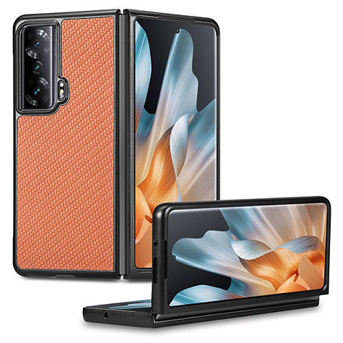 Luxury Leather Matte Finish and Plastic Back Cover Case S01D for Huawei Honor Magic Vs 5G Orange