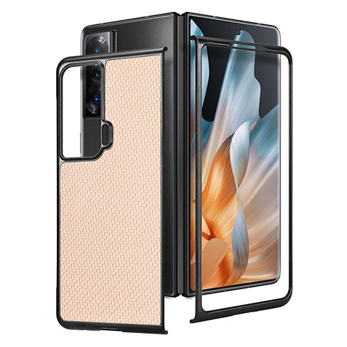 Luxury Leather Matte Finish and Plastic Back Cover Case S02D for Huawei Honor Magic Vs Ultimate 5G Gold