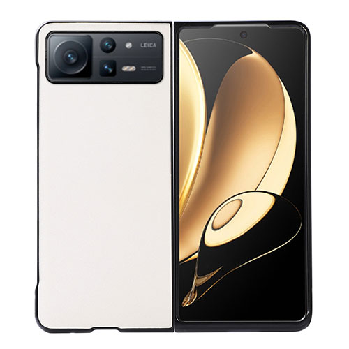 Luxury Leather Matte Finish and Plastic Back Cover Case S03 for Xiaomi Mix Fold 2 5G White